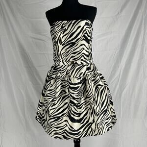 Lilly Pulitzer Akela Strapless Jacquard Dress - Black Zebra Print - Size 8